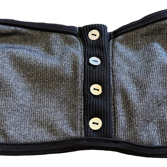 Beach Bunny Presley Off-Shoulder Bralette Bikini Top Gray NWT - Picture 3 of 6